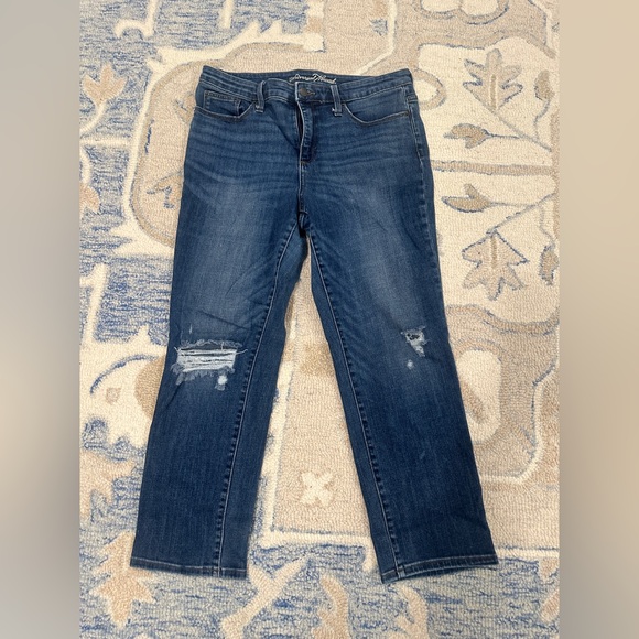 Universal Thread Denim - Universal Thread Women's Cropped Distressed Jeans - Dark Blue